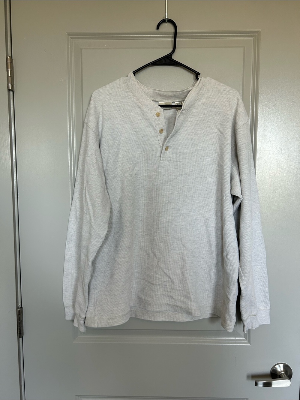 Vintage L.L.Bean Made in Canada 100% Cotton Waffle Knit Henley Thermal